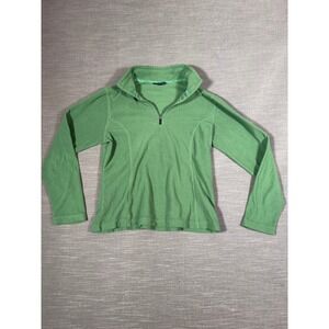 Lands End Womens XS Green Fleece Pullover Quarter Zip Mock Neck Jacket 2-4